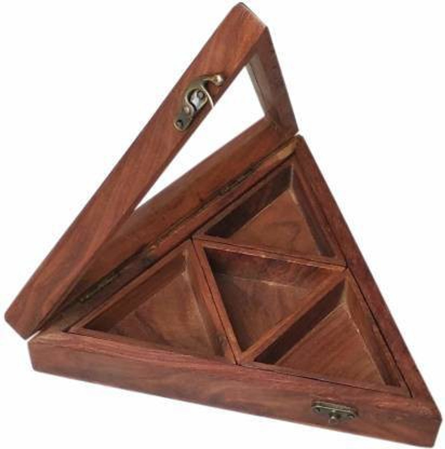 Seesham Wood Triangle Spice Box-ArtyCraftz.com