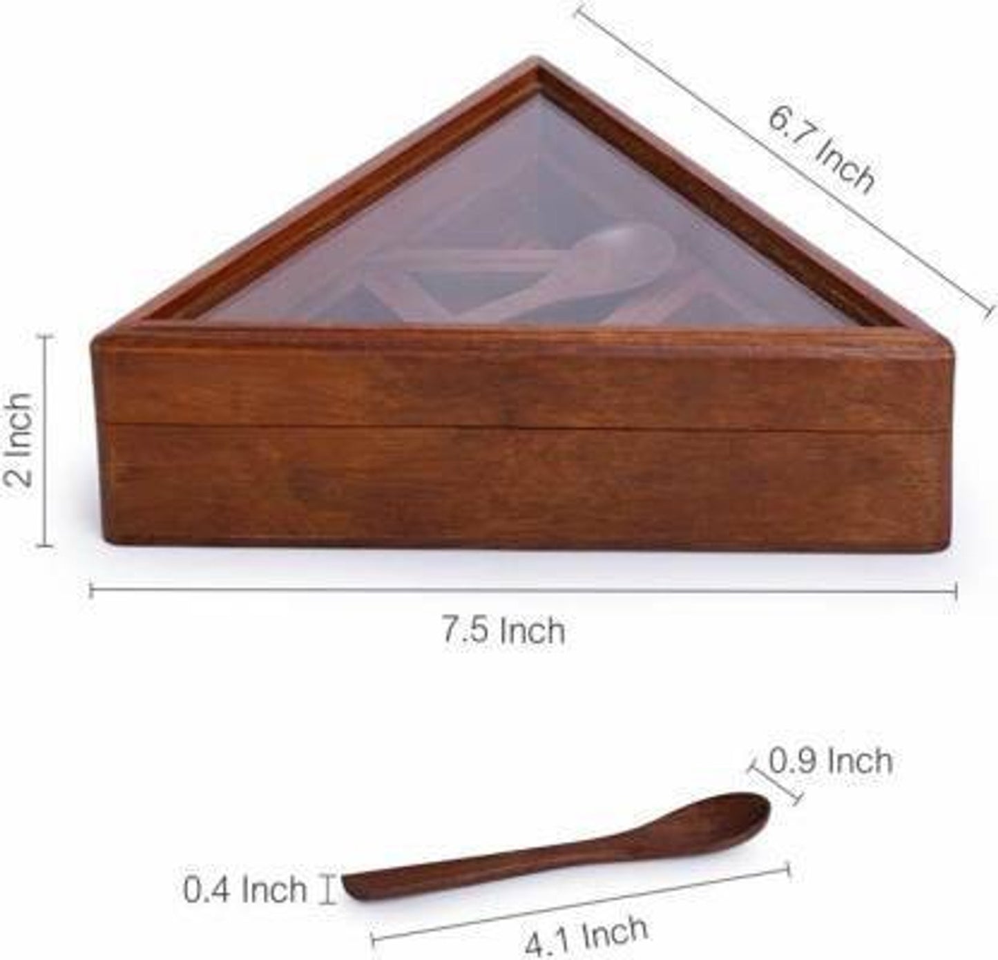 Seesham Wood Triangle Spice Box-ArtyCraftz.com
