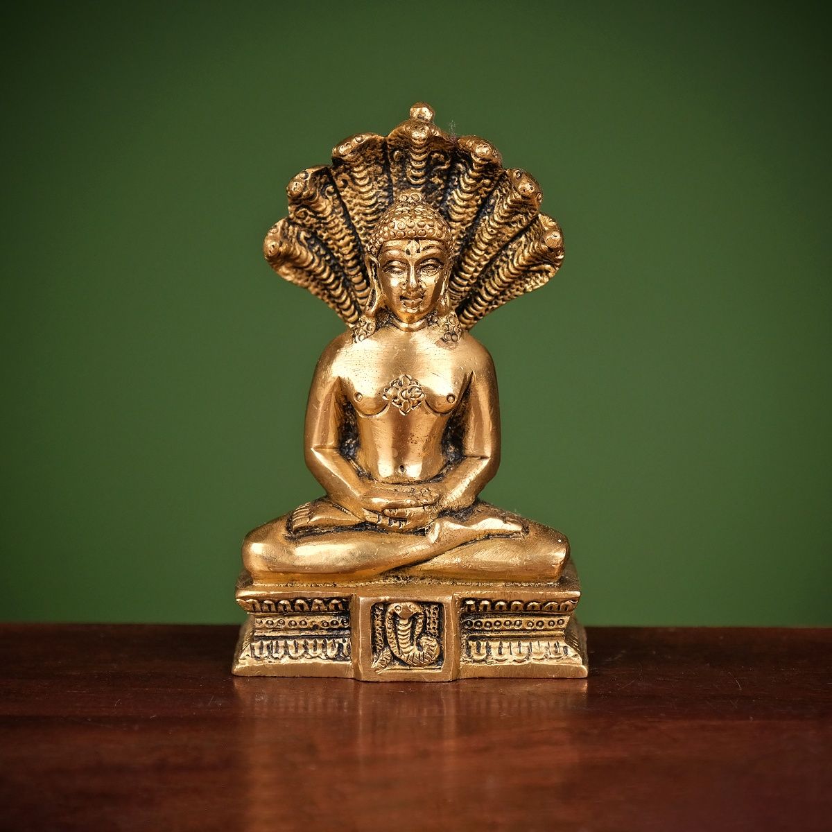 Serene Meditation Jain Parshwanath Ji Brass Statue-ArtyCraftz.com