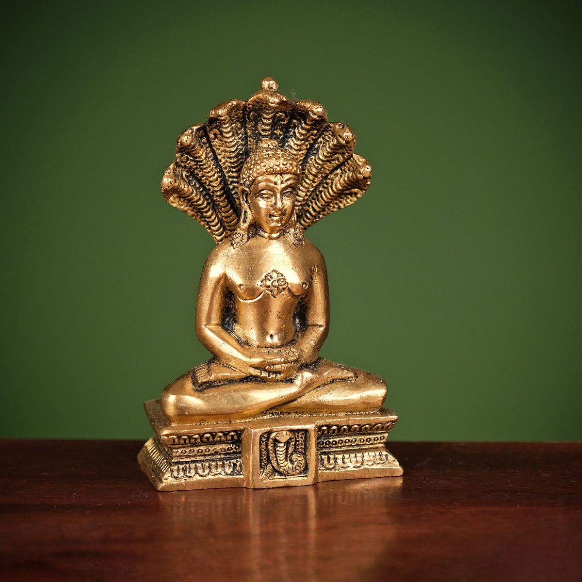 Serene Meditation Jain Parshwanath Ji Brass Statue-ArtyCraftz.com