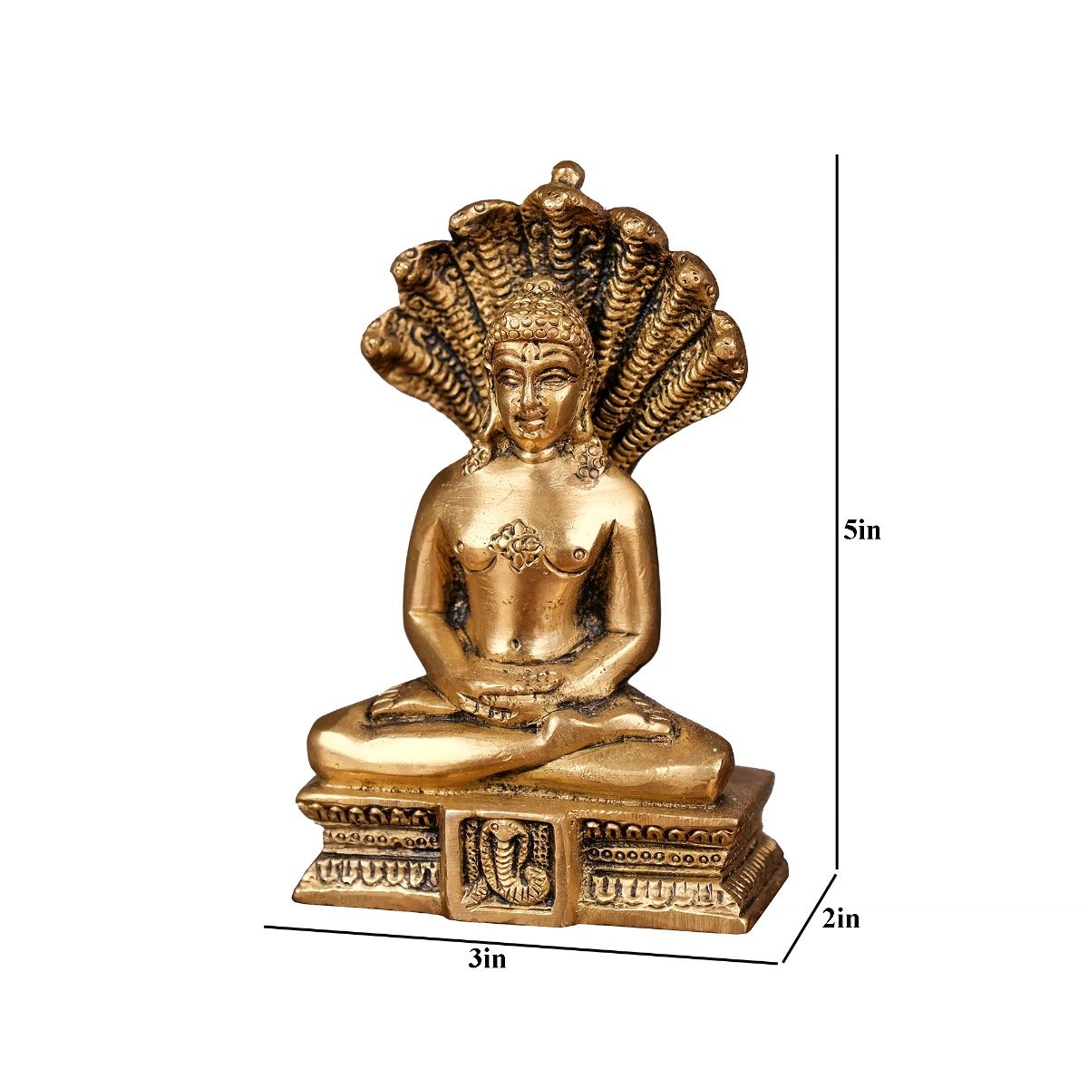 Serene Meditation Jain Parshwanath Ji Brass Statue-ArtyCraftz.com