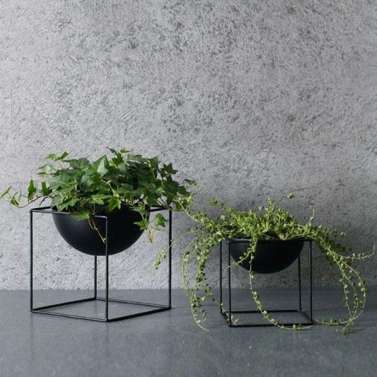 Set of 2 Black Metal Planters with Square Frames for Modern Decor - ArtyCraftz.com