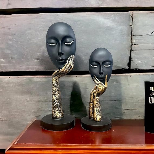 Set of 2 Polyresin Lady Face Statue Showpiece - ArtyCraftz.com
