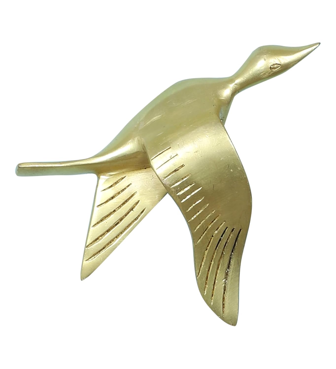 Set of three brass flying bird wall décor pieces with engraved feather details-ArtyCraftz.com
