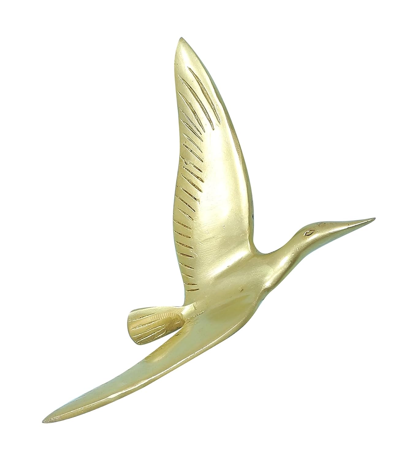 Set of three brass flying bird wall décor pieces with engraved feather details-ArtyCraftz.com
