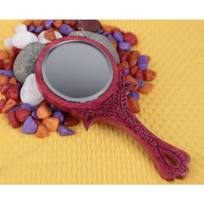 Royal Look Sheesham Wooden Hand Mirror Small