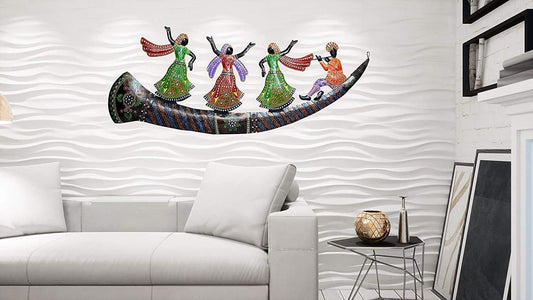 Shehnai Dancing Folk Dancers Wall Hanging - ArtyCraftz.com