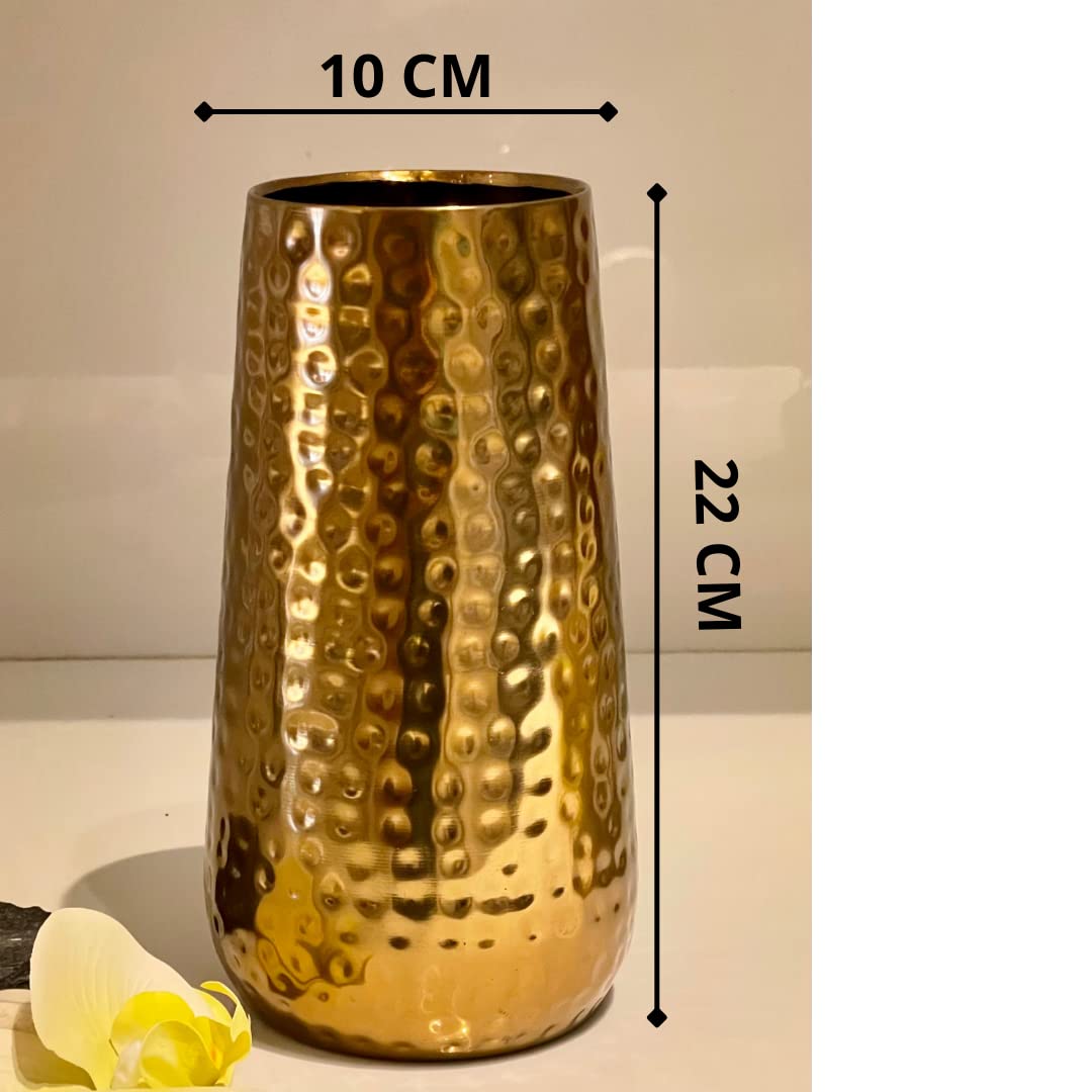 Shining Gold Bottle Shaped Hammered Iron Vase-ArtyCraftz.com