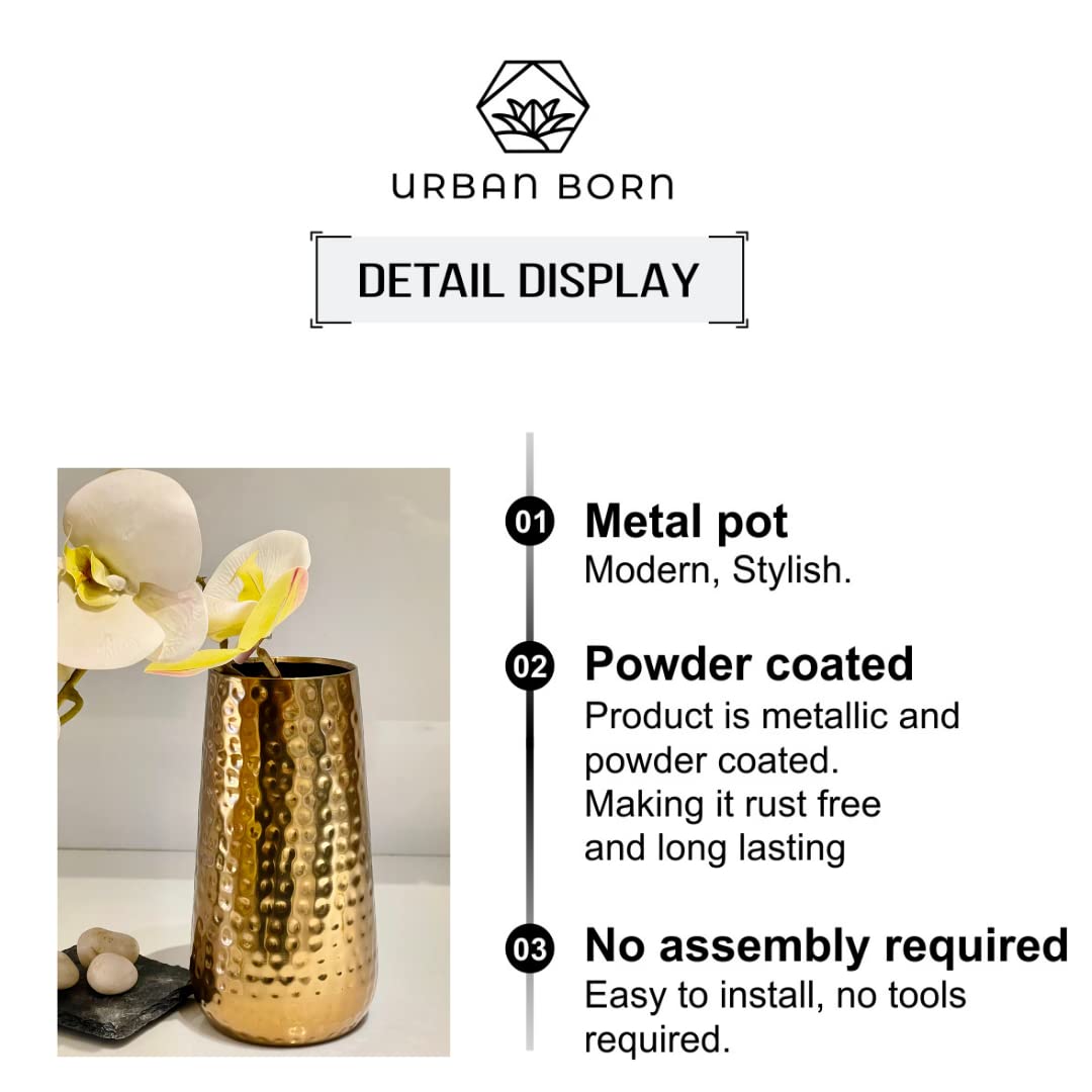 Shining Gold Bottle Shaped Hammered Iron Vase-ArtyCraftz.com