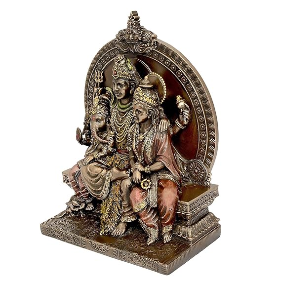 Shiva Parvathi Ganesha Bonded Bronze Idol-ArtyCraftz.com