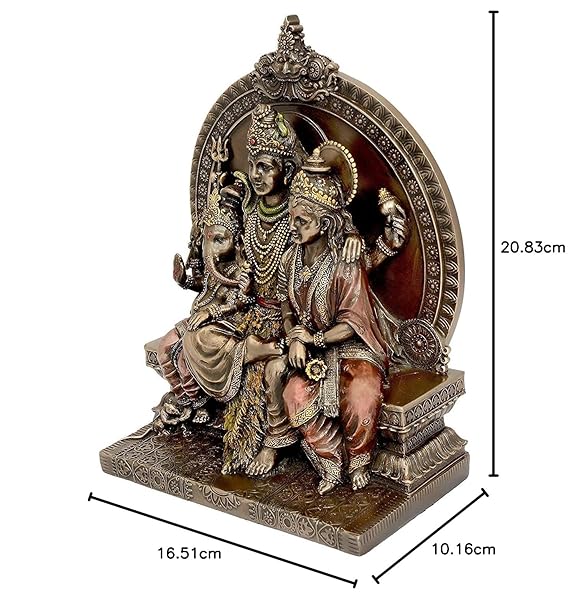 Shiva Parvathi Ganesha Bonded Bronze Idol-ArtyCraftz.com