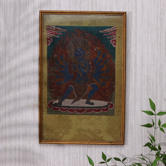 Shiva Thangka painting with wooden frame for traditional wall decor-ArtyCraftz.com