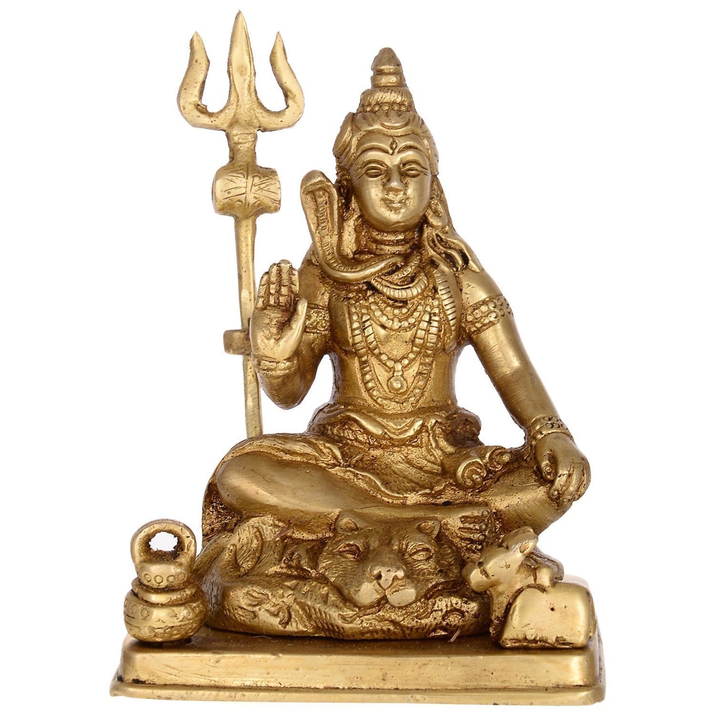Shiva with Small Nandi Brass Statue 4.5 Inches-ArtyCraftz.com