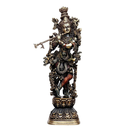 Large Brass Krishna Statue/Showpiece Murlidhar Krishna for Home Decor Height 30 Inch - ArtyCraftz.com
