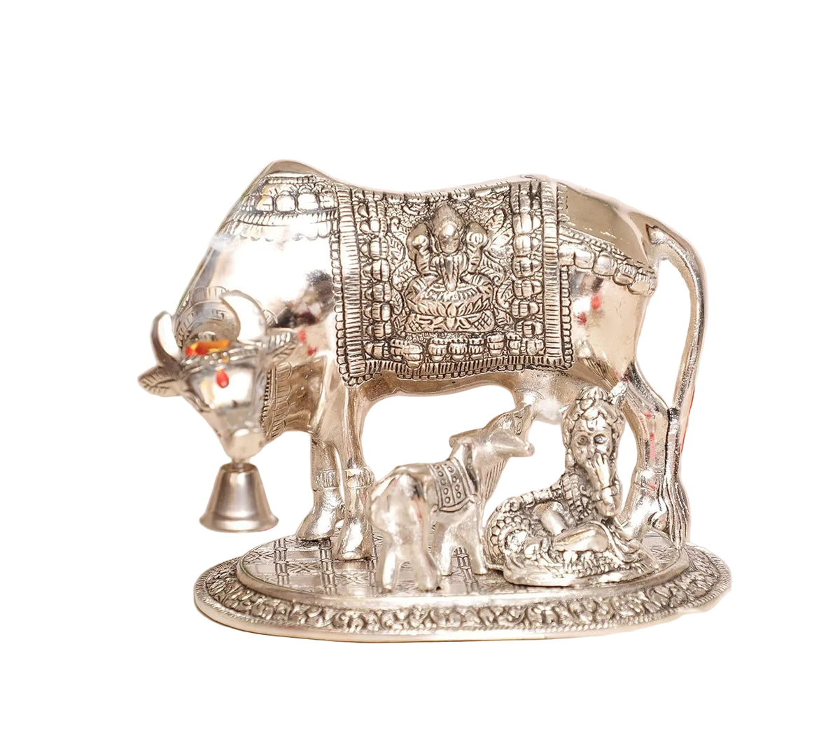 Silver oxidized ox with calf decorative metal showpiece-artycraftz.com
