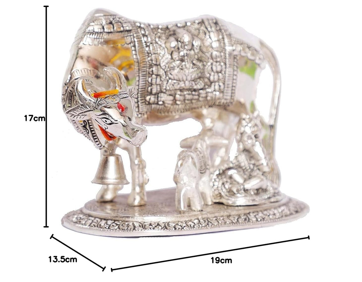 Silver oxidized ox with calf decorative metal showpiece-artycraftz.com