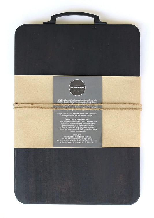 Single Solid Block Mango Wood Chopping Board with Metal Handle