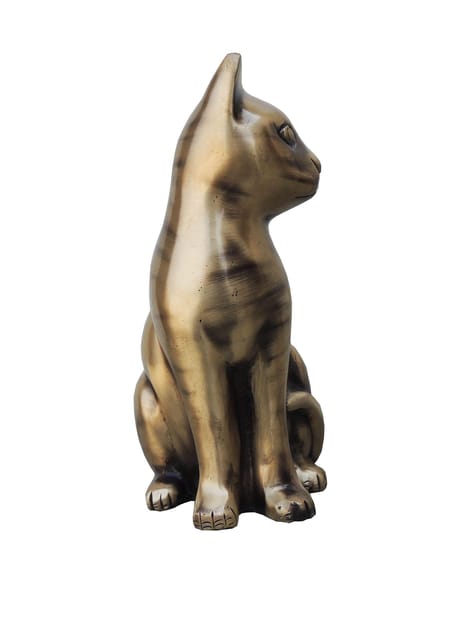 Sitting Cat Statue with Antique Gold and Bronze Finish-artycraftz.com