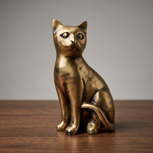 Sitting Cat Statue with Antique Gold and Bronze Finish-artycraftz.com