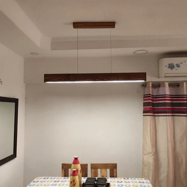 Slimline Brown Wooden LED Pendant Light