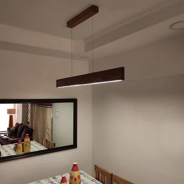 Slimline Brown Wooden LED Pendant Light