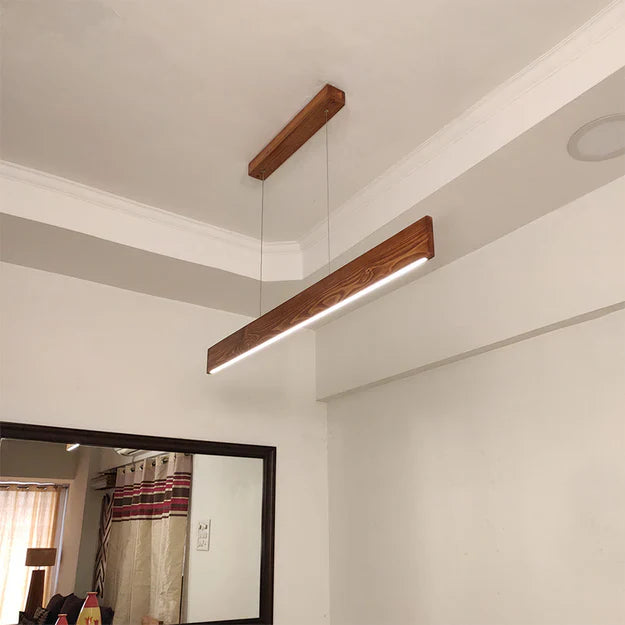 Slimline Brown Wooden LED Pendant Light