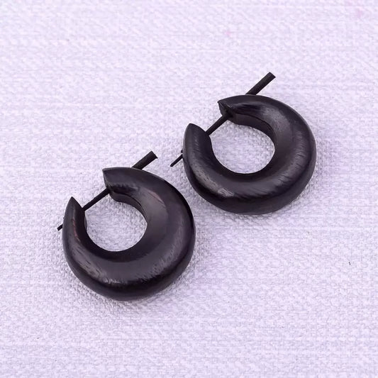 Sono Wood Black Oval Hoops