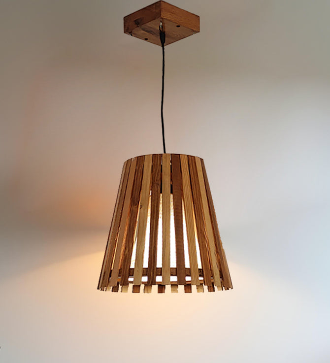Soyuz Beige & Brown Wooden Single Hanging Lamp-ArtyCraftz.com