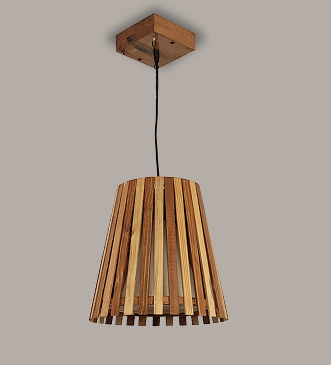 Soyuz Beige & Brown Wooden Single Hanging Lamp-ArtyCraftz.com