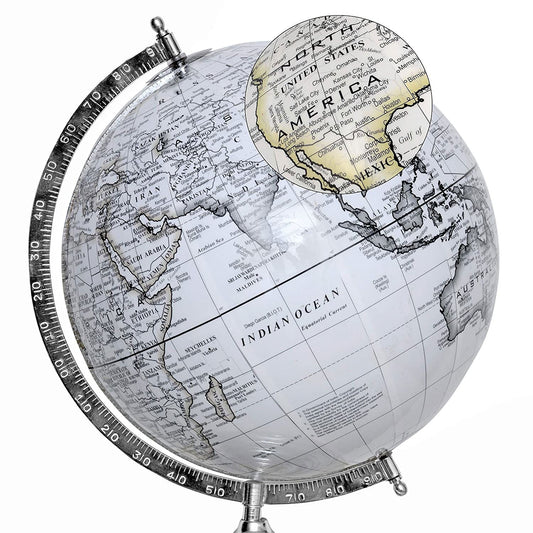 Spinning Orbit World Globe with Nickel Plated Metal Base 12 Inch - ArtyCraftz.com