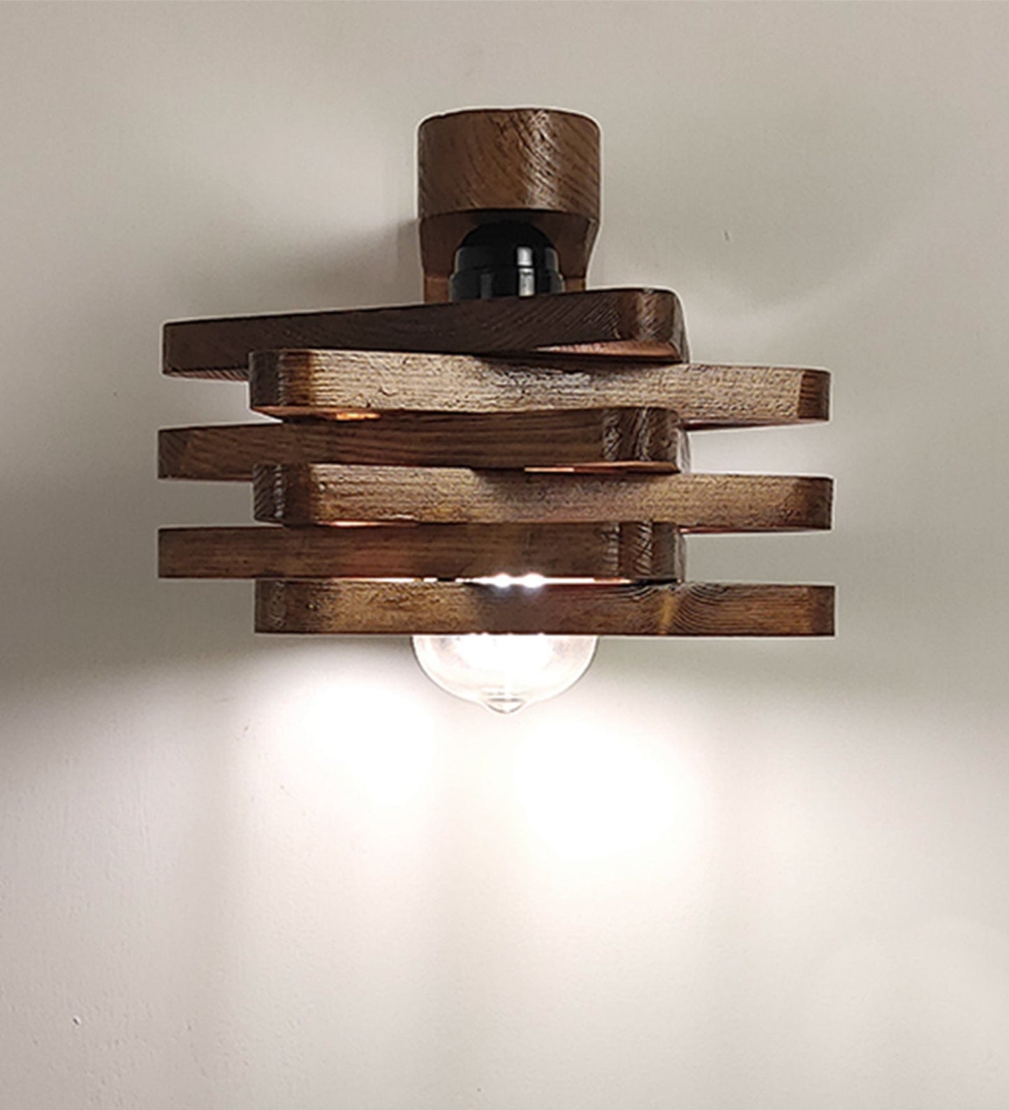 Star Brown Wooden Wall Light-ArtyCraftz.com