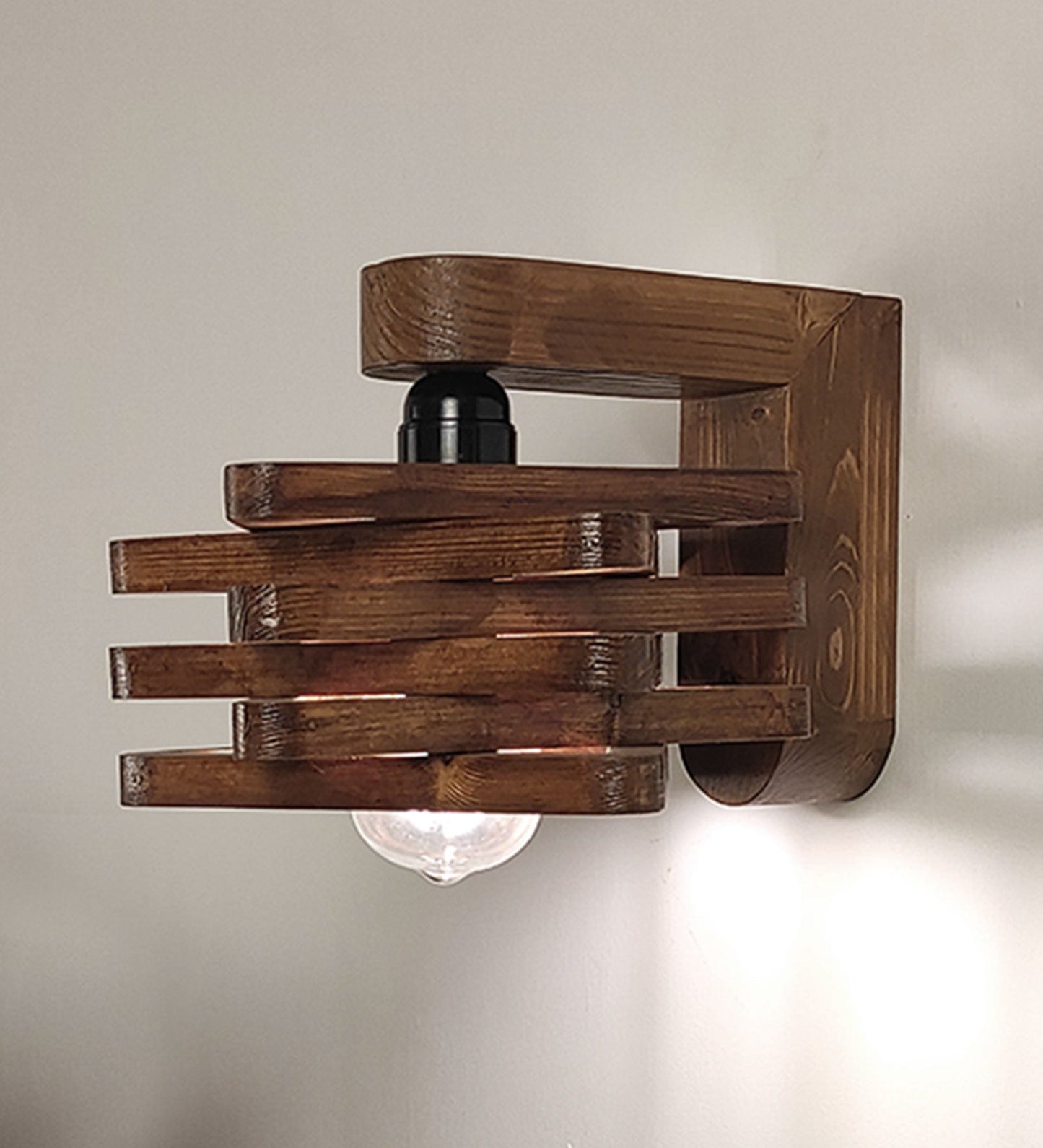 Star Brown Wooden Wall Light-ArtyCraftz.com