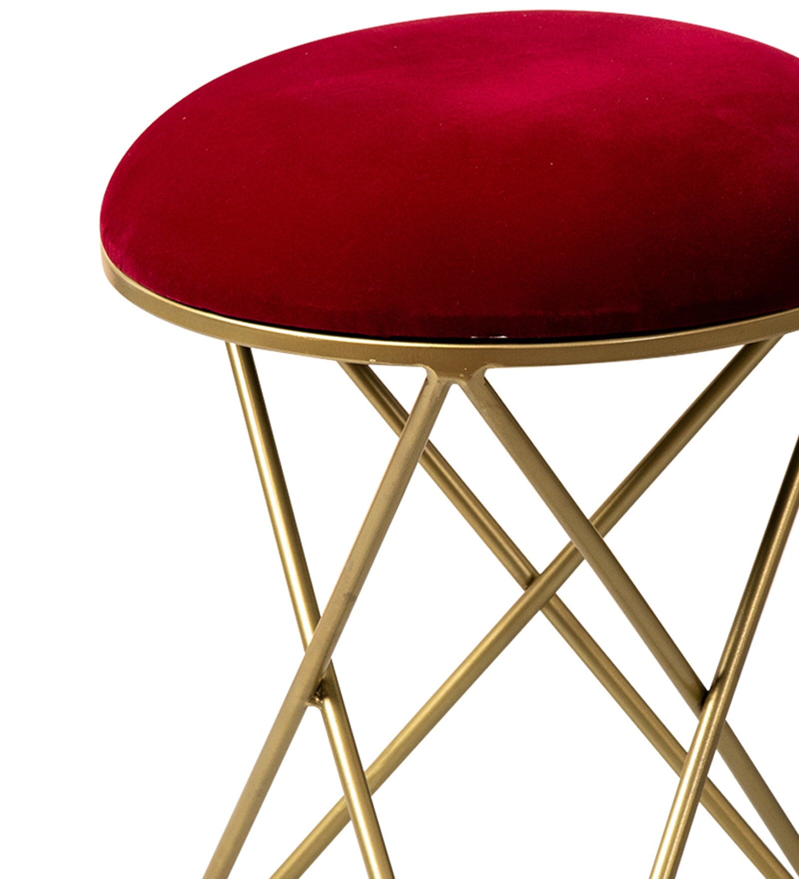 Star Shaped Red Velvet Seating Stool-ArtyCraftz.com