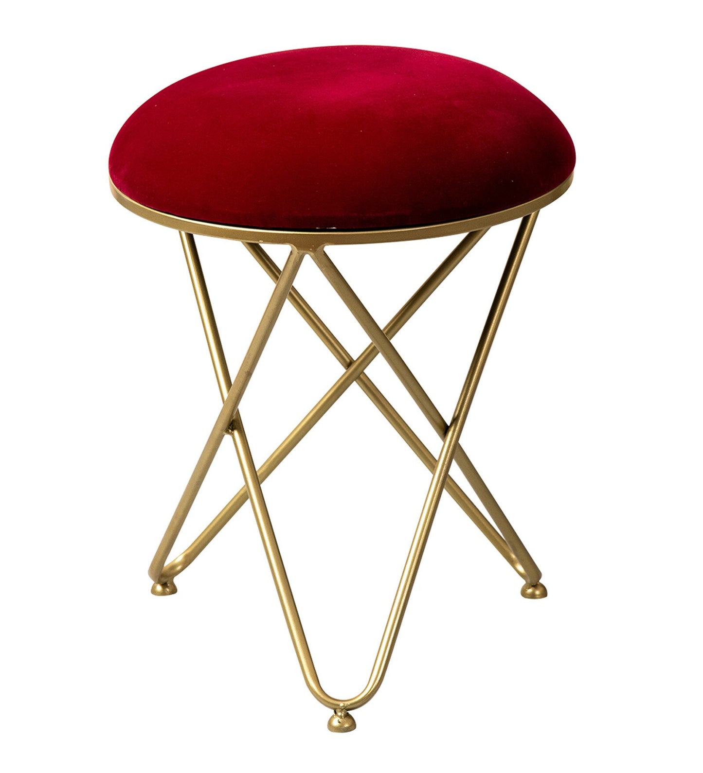 Star Shaped Red Velvet Seating Stool-ArtyCraftz.com