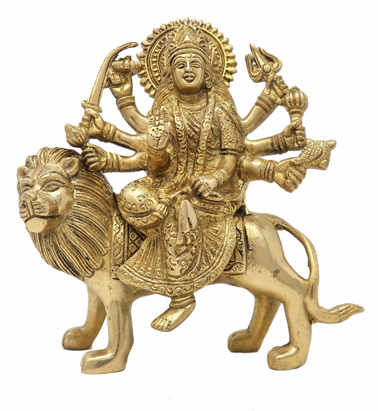 8 Inches Brass Durga Idol/ brass/sculptures/Statues - ArtyCraftz.com