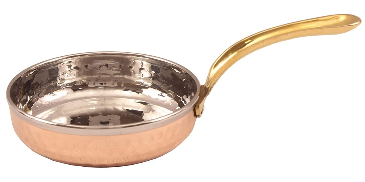 Steel Copper Frying pan Platter Brass Handle, Serving Dishes-ArtyCraftz.com