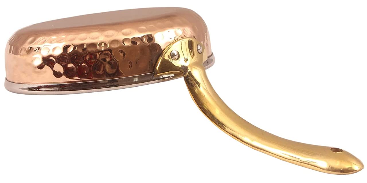 Steel Copper Frying pan Platter Brass Handle, Serving Dishes-ArtyCraftz.com