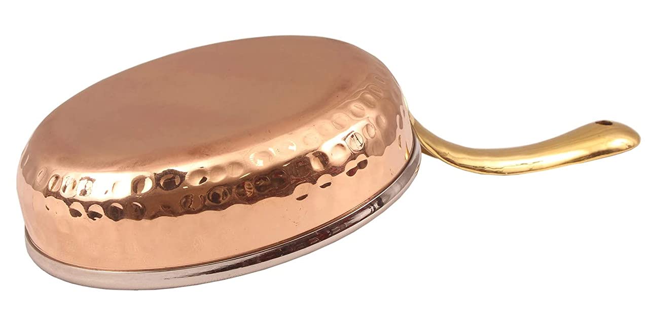 Steel Copper Frying pan Platter Brass Handle, Serving Dishes-ArtyCraftz.com