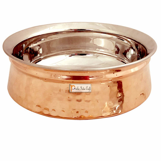 Steel Copper Handi Bowl for Serving Dishes, Tableware (Gold, 300 ml), Total Weight :- 320 Grams - ArtyCraftz.com