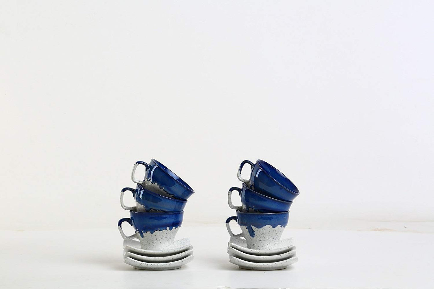 Studio Pottery Ceramic Tea Set with 6 Cups, Saucers, Teapot, Milk Pot &amp; Sugar Pot-ArtyCraftz.com