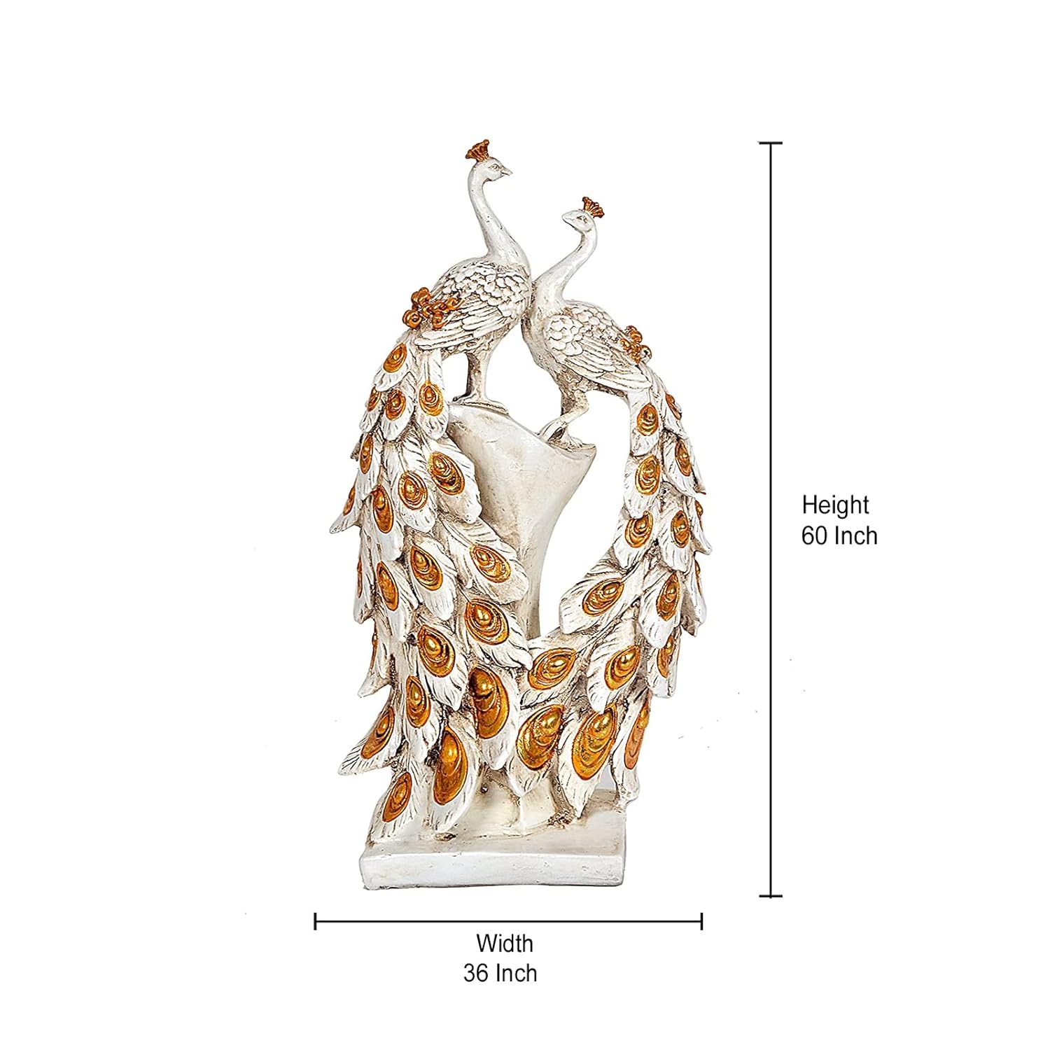 Stunning Resin White Peacock Pair Showpiece -ArtyCraftz.com