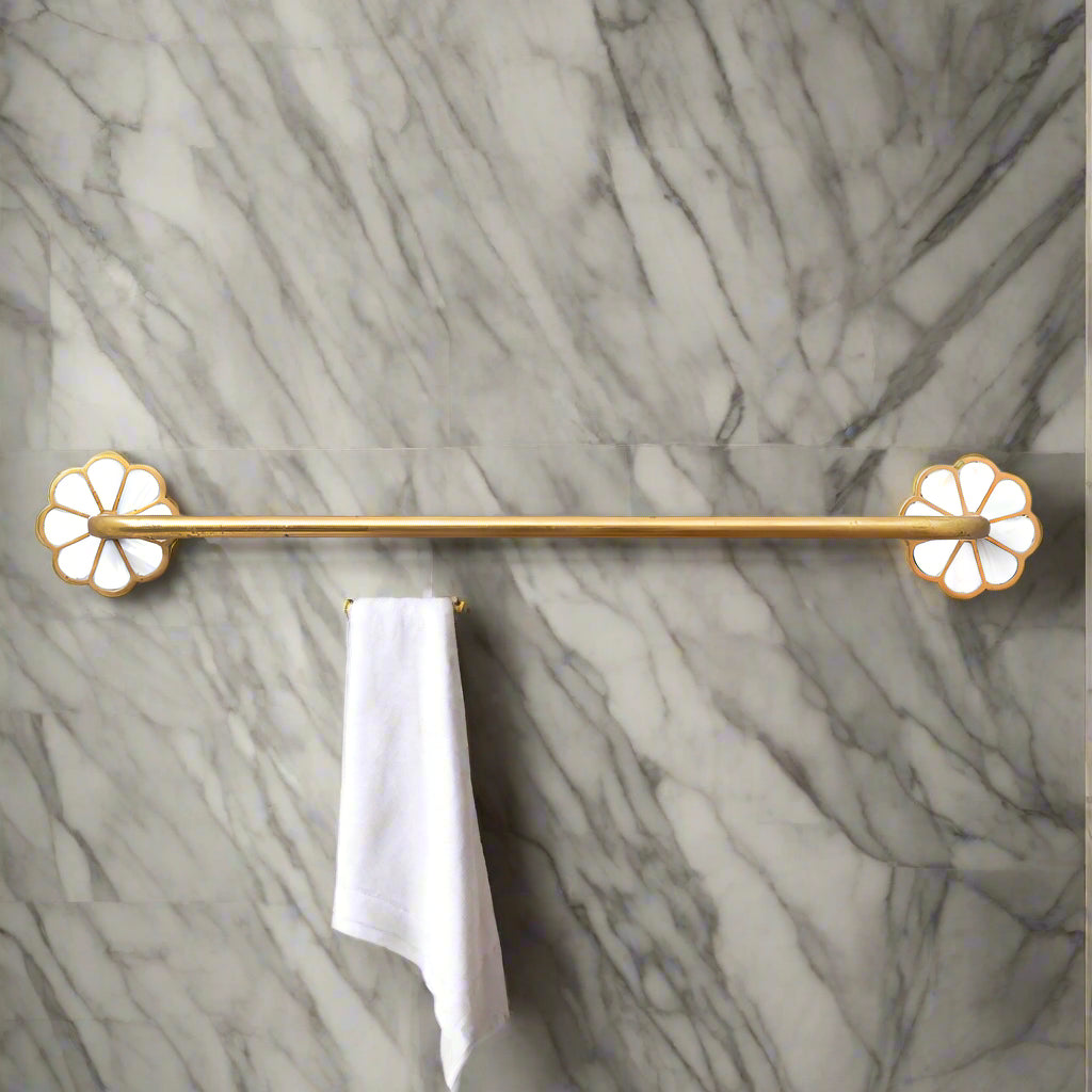 Sunflower Shaped Brass Mother of Pearl Bathroom Towel Hanger-ArtyCraftz.com