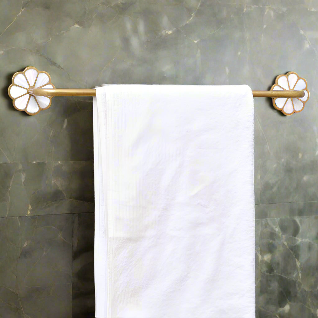 Sunflower Shaped Brass Mother of Pearl Bathroom Towel Hanger-ArtyCraftz.com