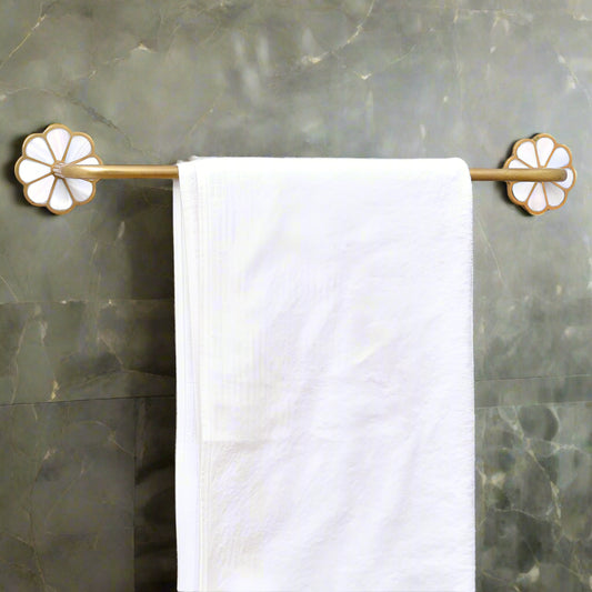 Sunflower Shaped Brass Mother of Pearl Bathroom Towel Hanger-ArtyCraftz.com