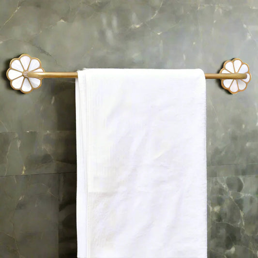 Sunflower Shaped Brass Mother of Pearl Bathroom Towel Hanger-ArtyCraftz.com