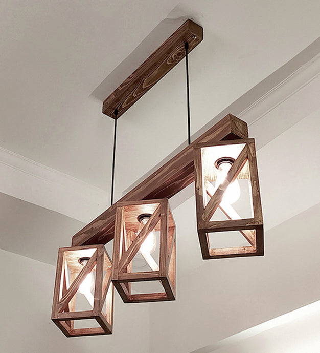 Symmetric Brown & Beige Wooden Series Hanging Lamp - ArtyCraftz.com
