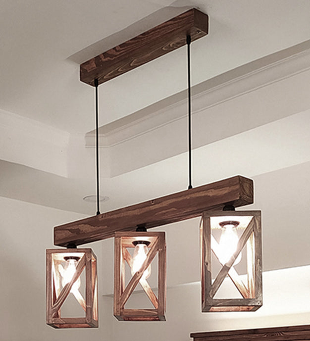 Symmetric Brown Wooden Series Hanging Lamp - ArtyCraftz.com