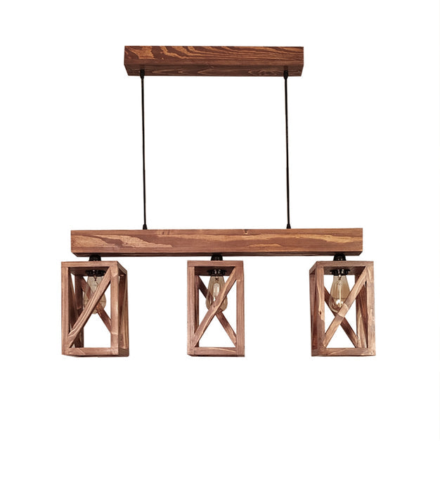 Symmetric Brown & Beige Wooden Series Hanging Lamp - ArtyCraftz.com
