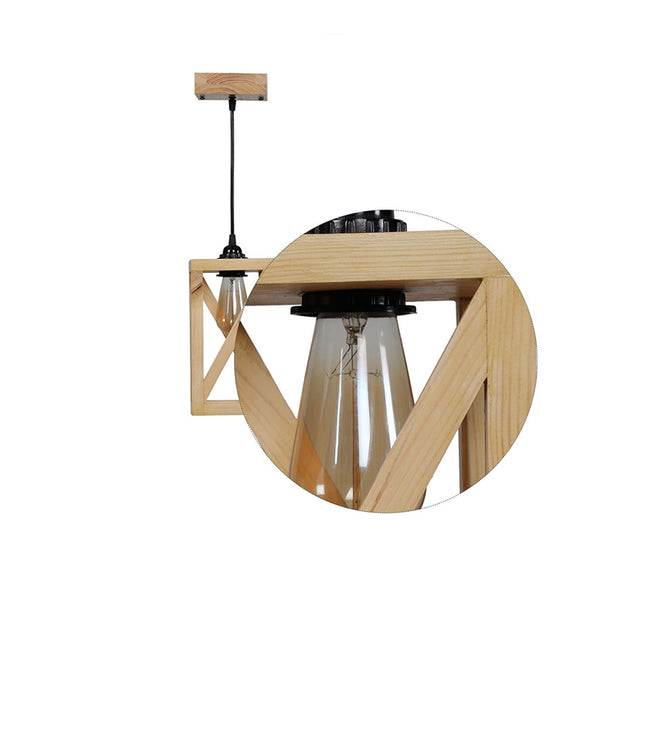 Symmetric Beige Wooden Single Hanging Lamp-ArtyCraftz.com