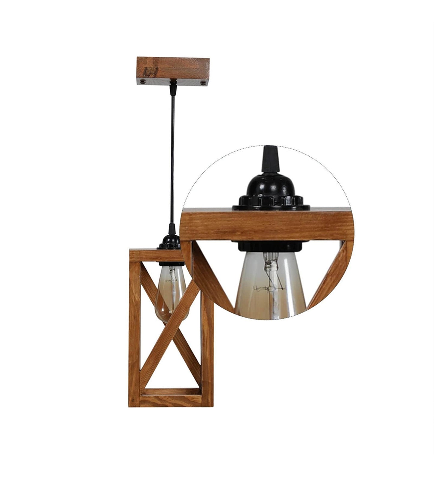 Symmetric Brown Wooden Single Hanging Lamp - ArtyCraftz.com